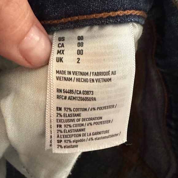 American Eagle Petite Size 00 Mid Waist Raw Hem Blue Denim Jean Mini Skirt NWOT - Picture 13 of 13